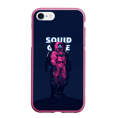 Чехол iPhone 7/8 матовый ТРЕУГОЛЬНИК НА СТРАЖЕ SQUID GAME / 3D-Малиновый – фото 1