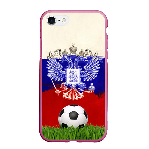 Чехол iPhone 7/8 матовый Российский футбол / 3D-Малиновый – фото 1