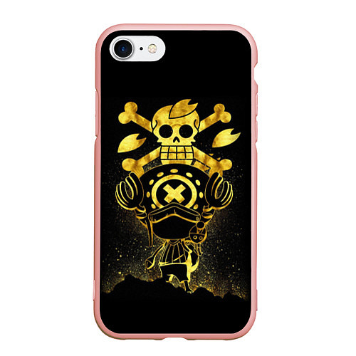 Чехол iPhone 7/8 матовый ONE PIECE ВАН ПИС GOLDEN / 3D-Светло-розовый – фото 1