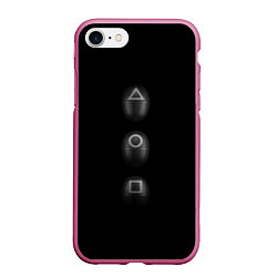 Чехол iPhone 7/8 матовый ИГРА В КАЛЬМАРА МАСКИ SQUID GAME, цвет: 3D-малиновый