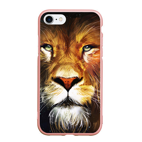 Чехол iPhone 7/8 матовый Лев царь зверей / 3D-Светло-розовый – фото 1