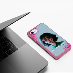 Чехол iPhone 7/8 матовый 067 Розовые брызги, цвет: 3D-малиновый — фото 2