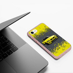 Чехол iPhone 7/8 матовый БМВ ЖЕЛТЫЙ ПЕРФОРМАНС, цвет: 3D-светло-розовый — фото 2