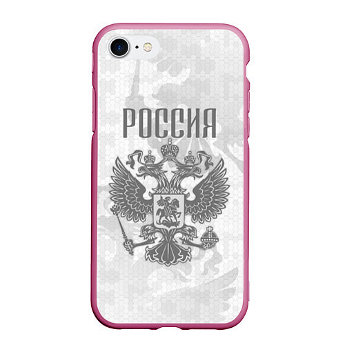 Чехол iPhone 7/8 матовый Герб России / 3D-Малиновый – фото 1