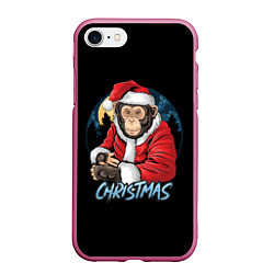 Чехол iPhone 7/8 матовый CHRISTMAS обезьяна, цвет: 3D-малиновый