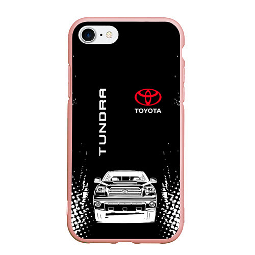 Чехол iPhone 7/8 матовый Toyota Tundra Следы шин / 3D-Светло-розовый – фото 1