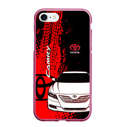 Чехол iPhone 7/8 матовый Camry Toyota glitch, цвет: 3D-малиновый