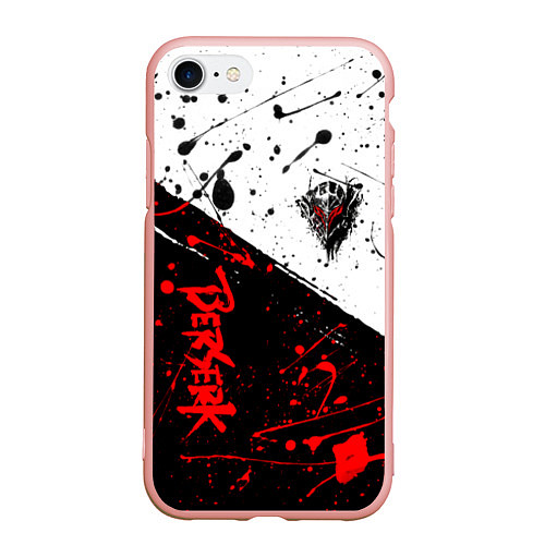 Чехол iPhone 7/8 матовый Berserk: Черная маска / 3D-Светло-розовый – фото 1