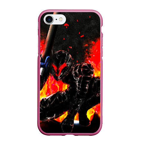 Чехол iPhone 7/8 матовый БЕРСЕРК ОГНЕННЫЙ BERSERK / 3D-Малиновый – фото 1