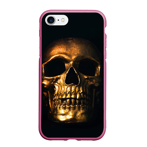 Чехол iPhone 7/8 матовый Gold Skull / 3D-Малиновый – фото 1