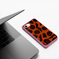 Чехол iPhone 7/8 матовый Halloween print, цвет: 3D-малиновый — фото 2