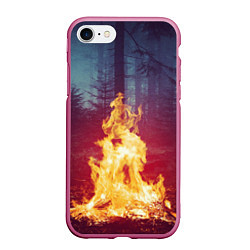 Чехол iPhone 7/8 матовый Пикник в лесу, цвет: 3D-малиновый