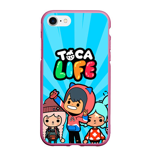 Чехол iPhone 7/8 матовый Toca Life: Friends / 3D-Малиновый – фото 1