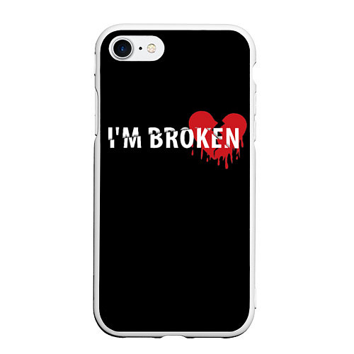 Чехол iPhone 7/8 матовый Im broken с разбитым сердцем / 3D-Белый – фото 1