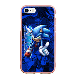 Чехол iPhone 7/8 матовый SONIC LOGO СОНИК ЛОГО, цвет: 3D-светло-розовый