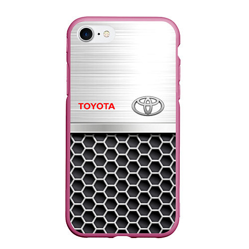Чехол iPhone 7/8 матовый Toyota Стальная решетка / 3D-Малиновый – фото 1