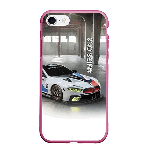 Чехол iPhone 7/8 матовый BMW Motorsport Mission 8 / 3D-Малиновый – фото 1