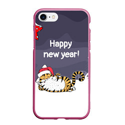 Чехол iPhone 7/8 матовый Happy New Year 2022 Тигр, цвет: 3D-малиновый