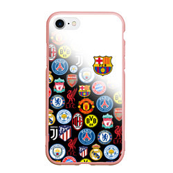 Чехол iPhone 7/8 матовый FC BARCELONA LOGOBOMBING, цвет: 3D-светло-розовый