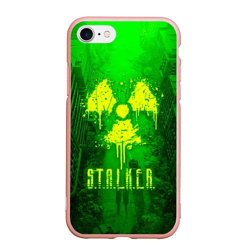 Чехол iPhone 7/8 матовый STALKER LOGO RADIATOIN NEON TOXIC / 3D-Светло-розовый – фото 1