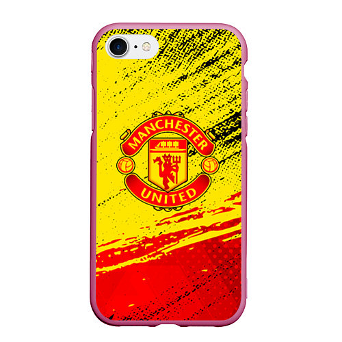 Чехол iPhone 7/8 матовый Manchester United Футбольный клуб / 3D-Малиновый – фото 1