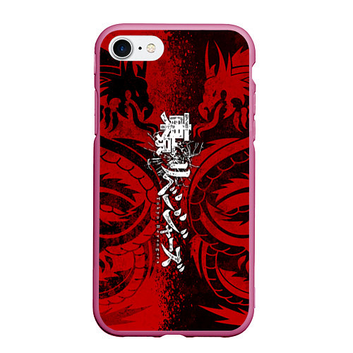 Чехол iPhone 7/8 матовый TOKYO REVENGERS BLACK RED DRAGON / 3D-Малиновый – фото 1