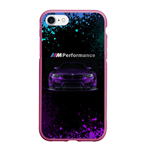 Чехол iPhone 7/8 матовый BMW M4 PERFORMANCE / 3D-Малиновый – фото 1