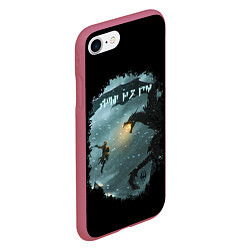Чехол iPhone 7/8 матовый TES SKYRIM FIGHT DRAGON, цвет: 3D-малиновый — фото 2