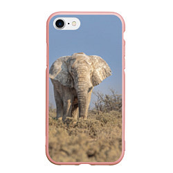 Чехол iPhone 7/8 матовый Африканский белый слон, цвет: 3D-светло-розовый