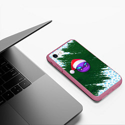 Чехол iPhone 7/8 матовый Geometry Dash: New Year, цвет: 3D-малиновый — фото 2