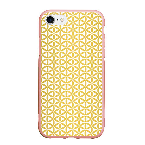 Чехол iPhone 7/8 матовый Цветок Жизни золото / 3D-Светло-розовый – фото 1