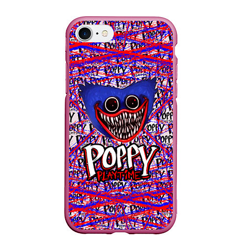 Чехол iPhone 7/8 матовый Huggy Wuggy: Poppy Pattern / 3D-Малиновый – фото 1