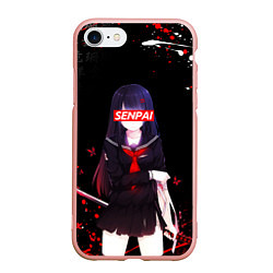 Чехол iPhone 7/8 матовый SENPAI KATANA GIRL, БРЫЗГИ КРАСОК, цвет: 3D-светло-розовый