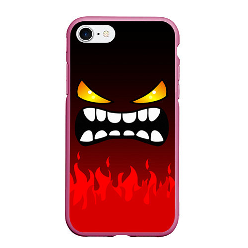 Чехол iPhone 7/8 матовый Geometry Dash: Anger Smile / 3D-Малиновый – фото 1