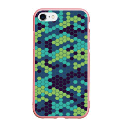 Чехол iPhone 7/8 матовый Зеленые соты в мозаике, цвет: 3D-баблгам