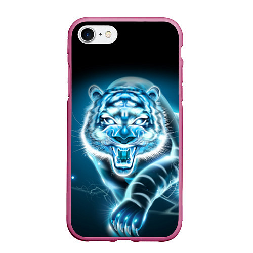 Чехол iPhone 7/8 матовый НЕНОНОВЫЙ ТИГР 2022 NEON TIGER NEW YEAR / 3D-Малиновый – фото 1