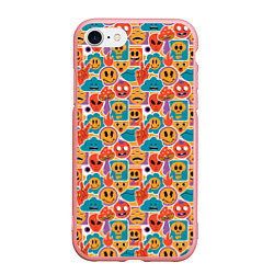 Чехол iPhone 7/8 матовый Психоделика Космос Смайлы, цвет: 3D-баблгам