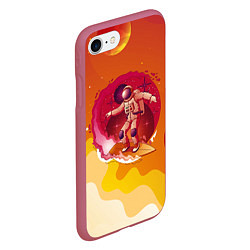 Чехол iPhone 7/8 матовый Космический скейтборд, цвет: 3D-малиновый — фото 2