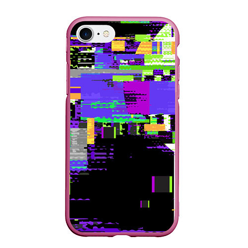 Чехол iPhone 7/8 матовый Глитч эффект / 3D-Малиновый – фото 1