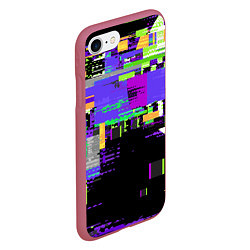 Чехол iPhone 7/8 матовый Глитч эффект, цвет: 3D-малиновый — фото 2