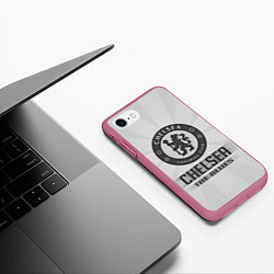 Чехол iPhone 7/8 матовый Chelsea FC Graphite Theme, цвет: 3D-малиновый — фото 2