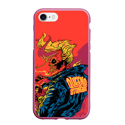 Чехол iPhone 7/8 матовый Queen of the stone age Devil / 3D-Малиновый – фото 1