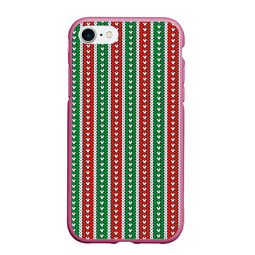 Чехол iPhone 7/8 матовый Knitted Pattern / 3D-Малиновый – фото 1