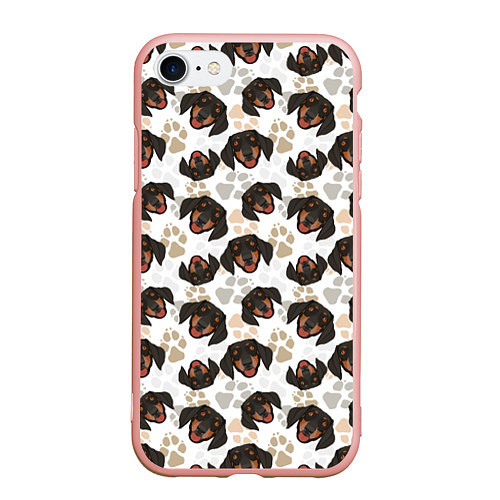 Чехол iPhone 7/8 матовый Такса Dachshund Dog / 3D-Светло-розовый – фото 1