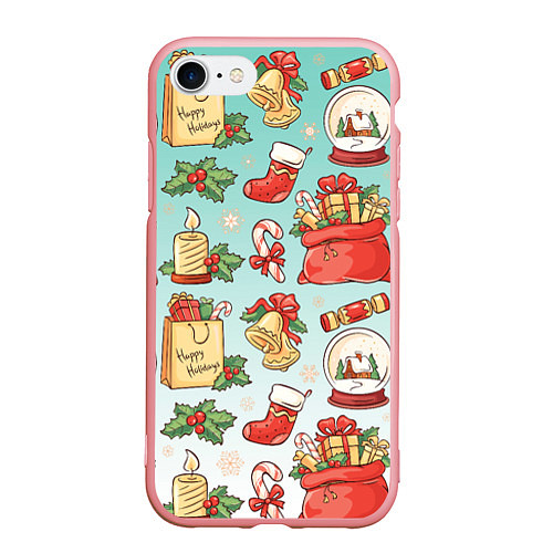 Чехол iPhone 7/8 матовый Рождественский узорный принт / 3D-Баблгам – фото 1
