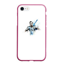 Чехол iPhone 7/8 матовый Messi Argentina Team, цвет: 3D-малиновый