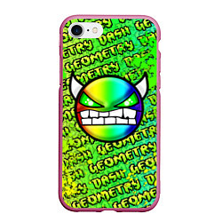 Чехол iPhone 7/8 матовый Geometry Dash: Acid Green, цвет: 3D-малиновый