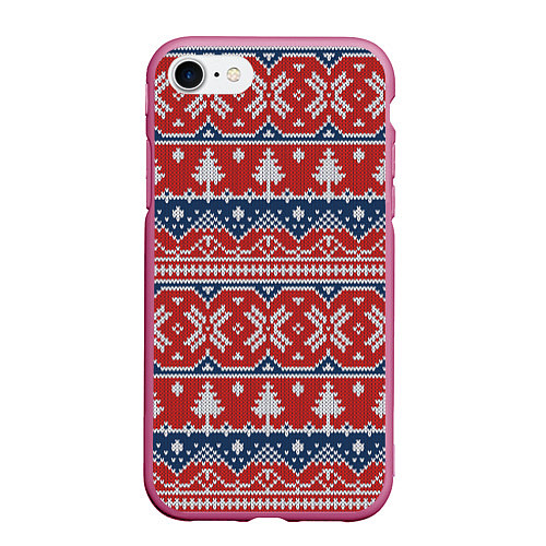 Чехол iPhone 7/8 матовый New Year Pattern / 3D-Малиновый – фото 1