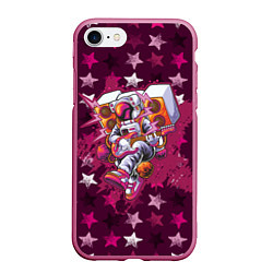 Чехол iPhone 7/8 матовый Бумбокс в космических звездах, цвет: 3D-малиновый