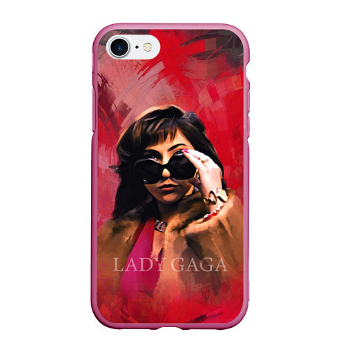 Чехол iPhone 7/8 матовый Очки Gaga / 3D-Малиновый – фото 1